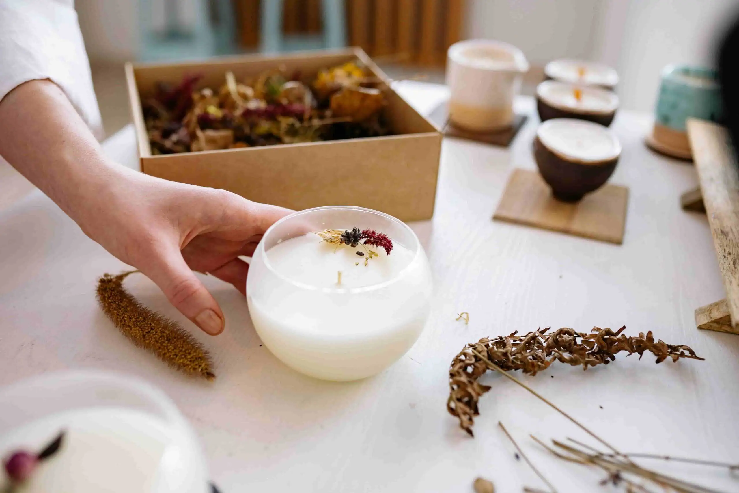 Handmade Candles With Dried Flowers
