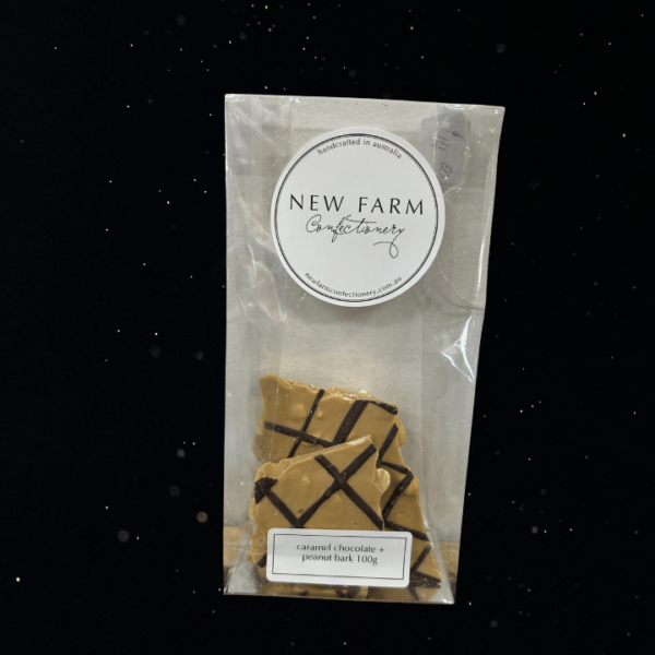 CARAMEL CHOCOLATE + PEANUT BARK 100G