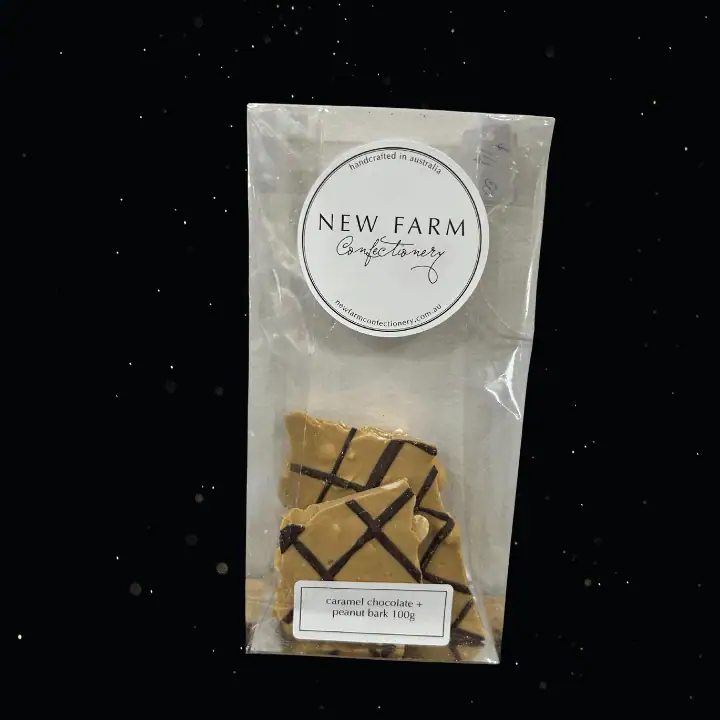CARAMEL CHOCOLATE + PEANUT BARK 100G